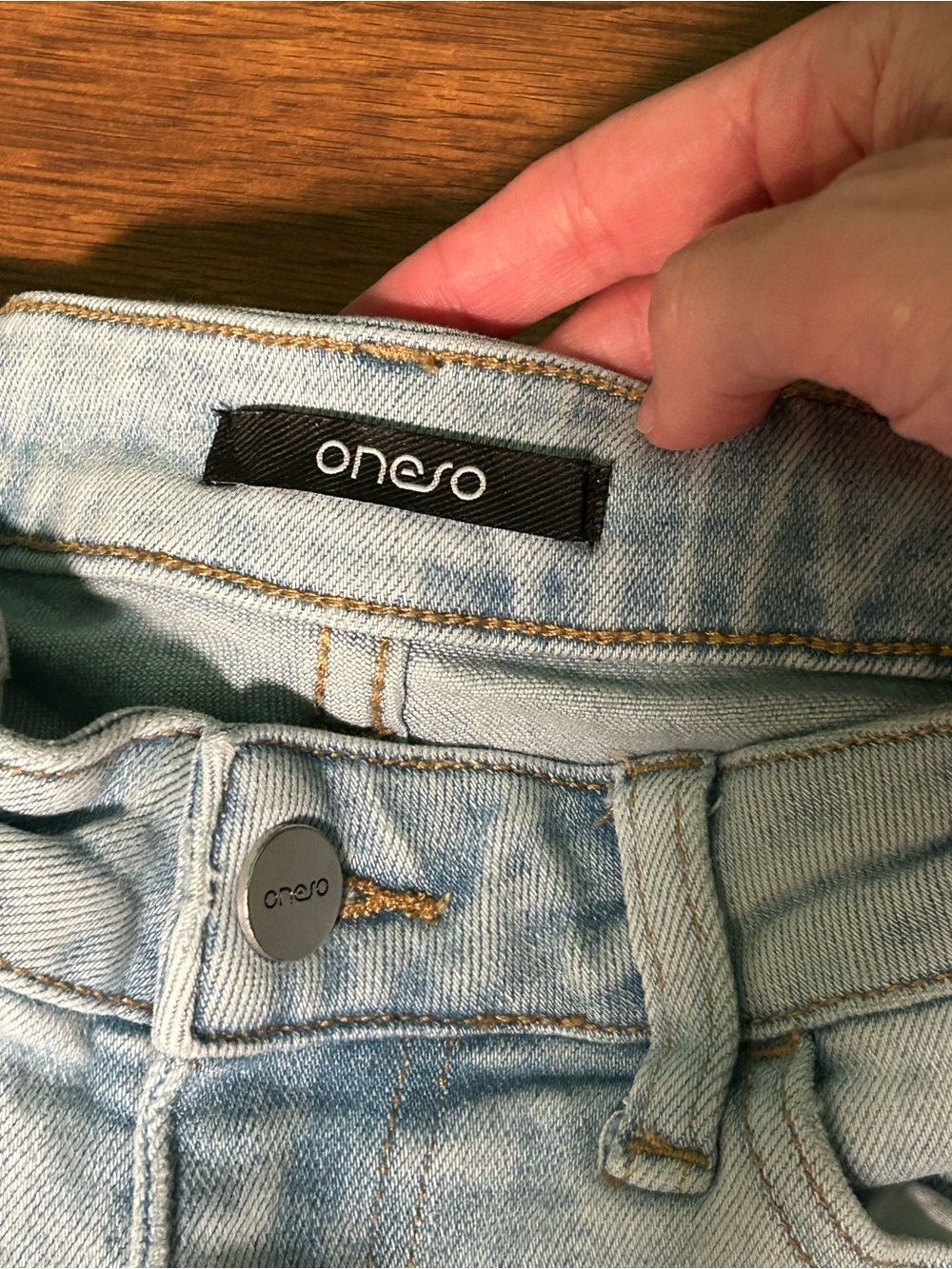 Oneso Womens Light Wash Wide Leg Jeans Mid Rise 27” Waist Cotton Blend - Picture 4 of 7
